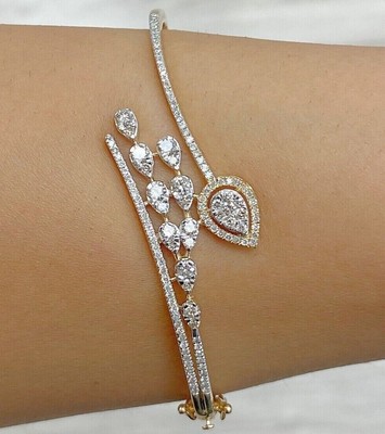 Bracelet Diamants 6,38 Ct Or 14K - Diamants Naturels Ronds Brillants, Taille Unique, Neuf Avec étiquettes