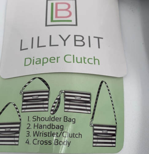 Lillybit Diaper Bag New Clutch Uptown Tote Purse Changing Pad Stripe Print NWT - Picture 3 of 7