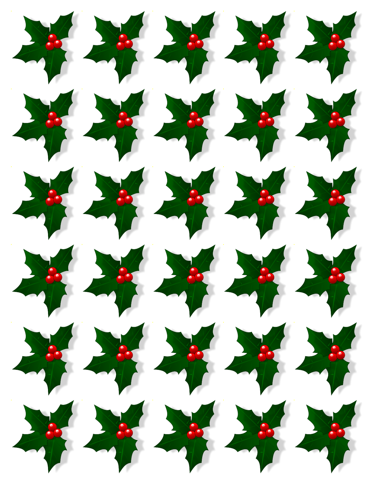 30 X HOLLY & BERRY LEAVES - CHRISTMAS - EDIBLE CUPCAKE CAKE TOPPERS D4