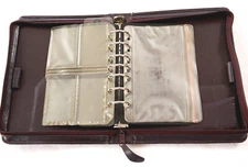 Franklin Covey 90’s Burgundy Leather Zip Around 7 Ring Planner Day Timer Inserts