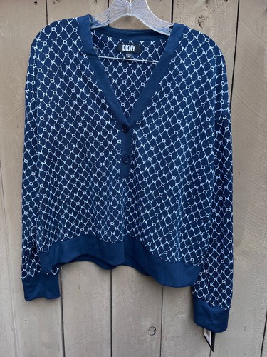 DKNY Sleep/Lounge Wear 2-Piece Pajama Set- Navy Logo Graphics Women's Sz M NEW - Picture 2 of 19