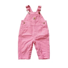 Carhartt Bib Overalls Baby Toddler Girls Size 6 M Pink Logo Cotton Canvas