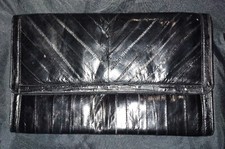 Vintage Soft Eel Skin Clutch/Handbag/Purse. 5 Pockets. 2 Pockets Zip Up. 10"x6"