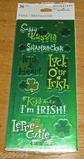 Hallmark St Patrick's Day Foil Stickers Irish Shamrocks 36 pcs Free Ship at 15