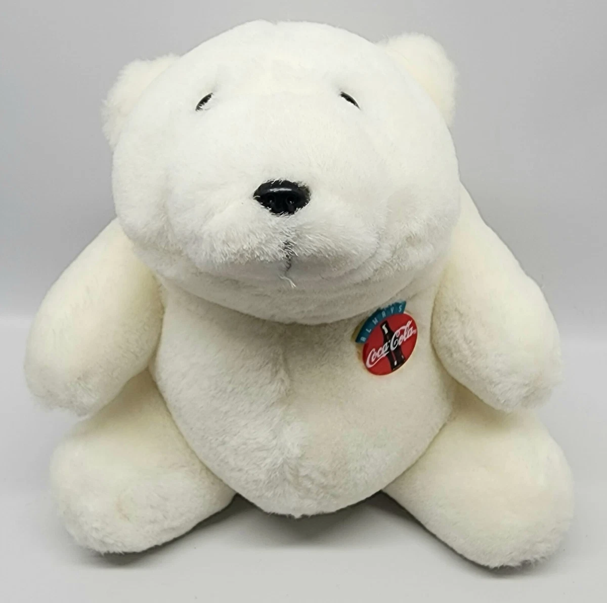 Vtg 1993 Always Coca Cola Badge Polar Bear Plush 7 White Stuffed