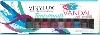 CND Vinylux Pinkies ART VANDAL 9-pc Mini Set~8 Nail Polish Colors + Top Coat NEW