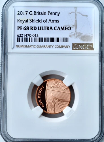 2017 1p Shield One Pence Proof NGC PF68 Great Britain  Penny