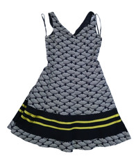 Nine West Black Off White Waves Sleeveless Sweetheart Neckline Dress Womens 6