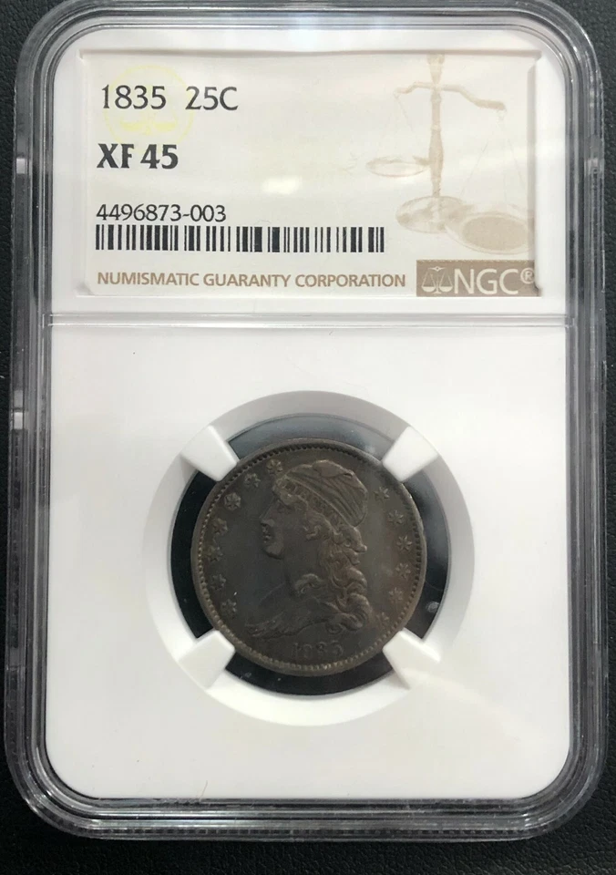 1835 Capped Bust Silver Quarter NGC XF45 * - Image 3 of 4
