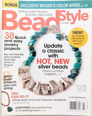 Bead Style Magazine July 2008 Beading Patterns Jewelry Making DIY