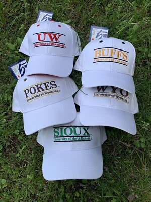 Vintage Snapback Hats The Game Double Bar Wyoming Wisconsin Sioux Buffs Badgers