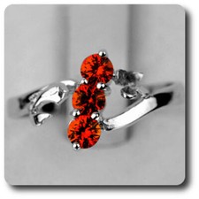 Garnet Spessartite Orange Ring Silver 925  Gold Plated