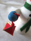 Vintage 3" Ceramic SNOWMAN holding LANTERN Chimer BELL Christmas Ornament Decor — photo 7