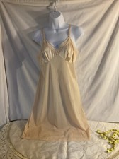 Vintage Vanity Fair Slip Dress Lingerie Silky Beige Nylon Size 36
