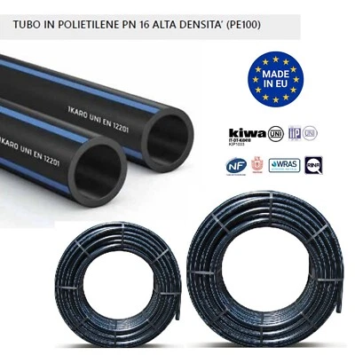 IKARO TUBO POLIETILENE PN 16 ROTOLO TUBO ACQUA POTABILE PE100 CERTIFICATO dn 20 - 25