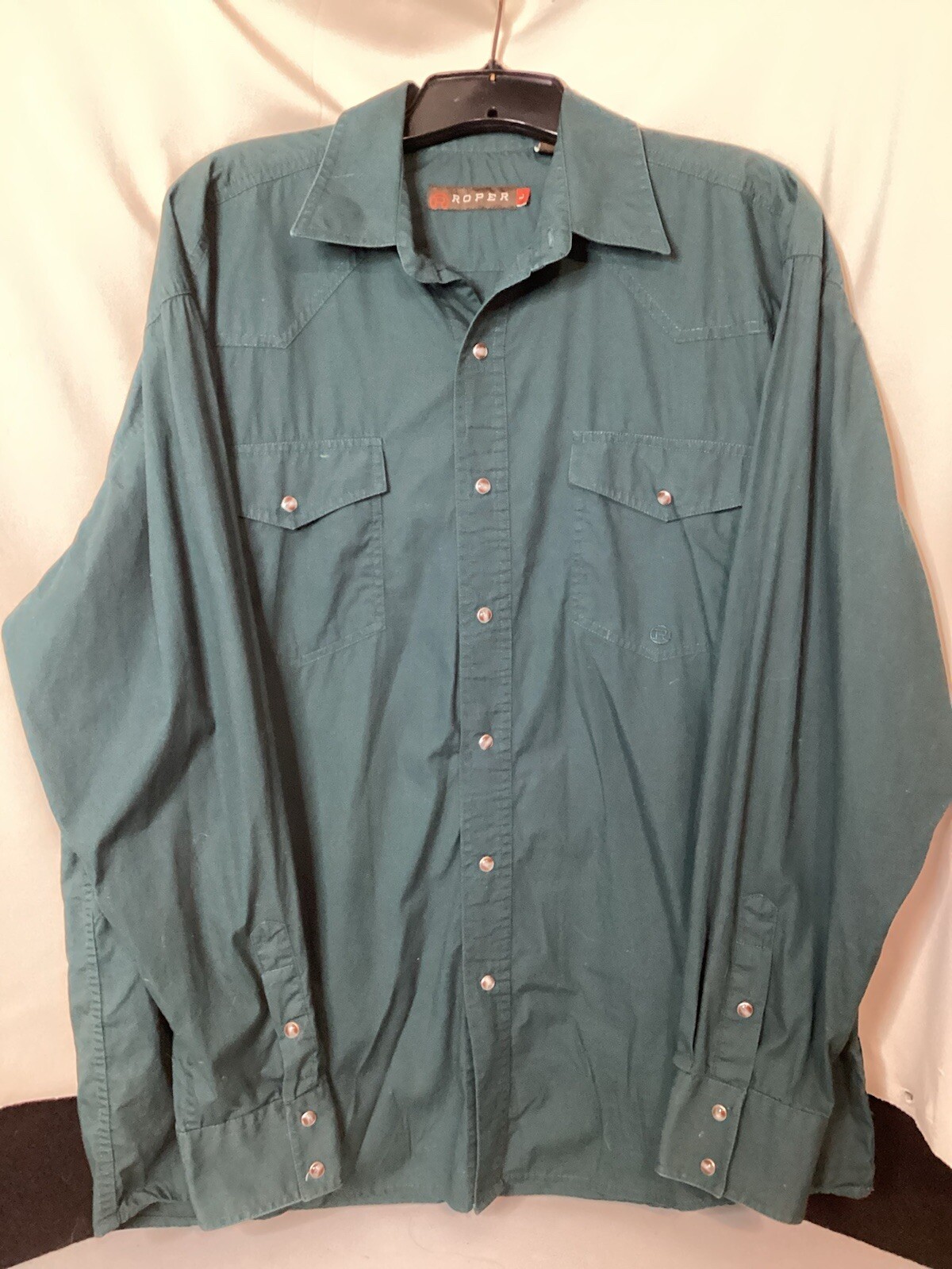 Roper Pearl Button Down Men’s Dress Shirt Hunter Green Sz Large