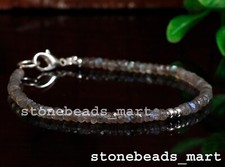 925 Sterling Silver Labradorite 3-4MM Gemstone Flashy Genuine Bracelet 7