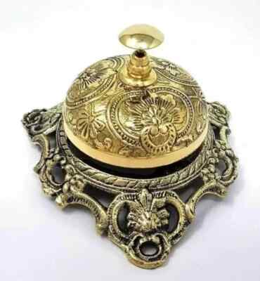 Decorative Brass Counter Bell Engraved Shop Service Bell Vintage Style Concierge