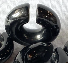 PAIR Black Onyx Stone Hoops Hanger Ear Weight Plug Gauge Tunnel Organic Earrings