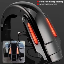 Extended Dual Cut Rear LED Light Fender For Harley Road King Street Glide 93-08