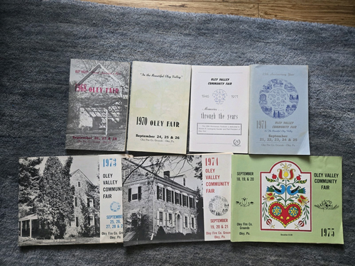 7 Vtg OLEY VALLEY COMMUNITY FAIR PROGRAMS/BOOKLETS - 1968 - 1975 Oley ...
