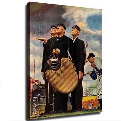Norman Rockwell Print Poster Umpires Decide Whether To Stop Game Due To Rain