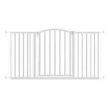 Ingenuity Deluxe Metal Extra Tall Walk Through Arch Dog Gate, White (Open Box)