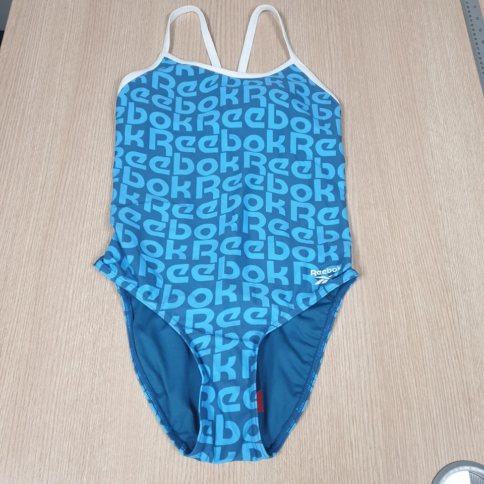 Traje de baño Reebok para mujer pequeño azul espalda de carreras traje de baño Foto 3 de 4