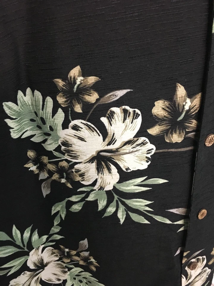 Men's Aloha Hawaiian Shirt Short Sleeve Button Down L Casual Beach Party Black - Image 2 of 4