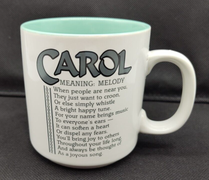 Vintage Name "Carol" Meaning Melody Coffee Mug Cup Papel Poetry Marci G  Green | eBay