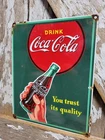 VINTAGE COCA-COLA PORCELAIN SIGN OLD SODA POP BEVERAGE ICE RESTAURANT COKE DRINK