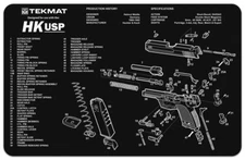 Illustrated Gun Cleaning and Repair Mat for HK, Neoprene Rubber, FREE SHIPPING