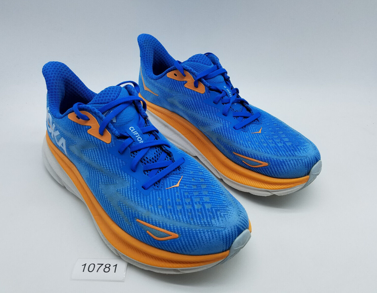 Hoka Orange and Yellow Performance Running Shoes with Blue Accents 9.5 D Hoka Orange, Blue & Yellow Performance Running Shoes main image 3