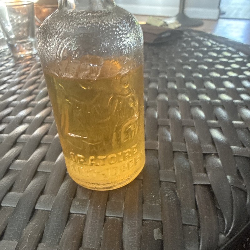 Antique  Glass Holy Waiter  Oil Bottle 1930's? Stunning St Joseph