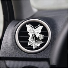 1PC Car Air Fresheners Vent Clips, Cute Dual Butterfly Diamond Rhinestone Car