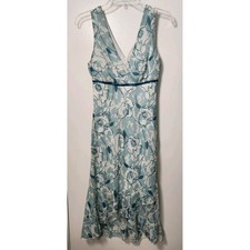 Charlottte Russe Vtg Chiffon Midi Dress Lrg Asymmetrical Hem Tie Back Chiffon