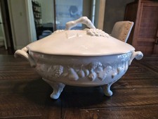 VTG Philippe Deshouli&egrave;res Limoges California White Porcelain Footed Soup Tureen
