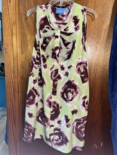 Simply Vera Vera Wang Green/Purple Shift Sleeveless Dress W/Pockets Women SZ 14