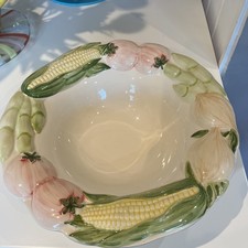 Large Ceramic Salad Bowl With Vegetables Design