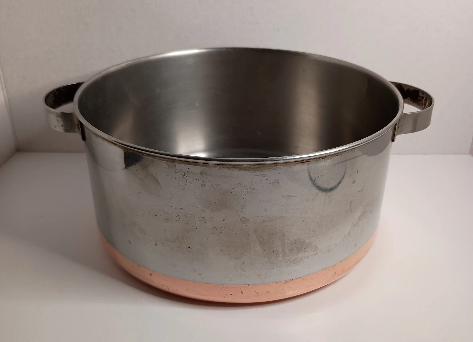 Vtg Revere Ware Pre 1968 Stock Pot 4 Quart Double Ring Copper Bottom NO LID
