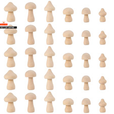 30Pcs Unfinished Wooden Mushroom Natural Wooden Mushroom Set Unpainted Wood Mush
