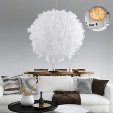 30cm White Feather Light Shade Fluffy Feather Lampshade Ceiling Light Shade