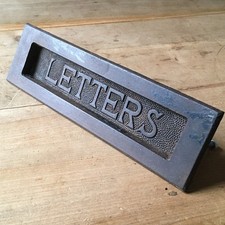 EXTRA LARGE Genuine Antique Cast Iron Letter Box Plate Letter Flap VICTORIAN