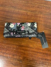 Tahari Paris Floral Print Vegan Leather Black...