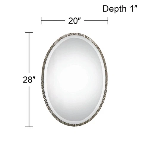 Oval Vanity Accent Wall Mirror Nickel Metal Frame 20" Wide for Bathroom Bedroom - Picture 4 of 4