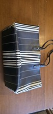 Tory Burch Kerrington Black White Striped Square Tote