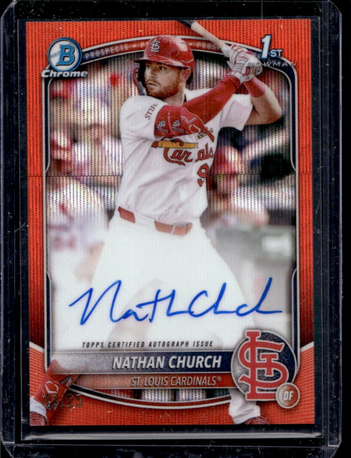 2025 Bowman Chrome Nathan Church Auto Orange Wave Refractor 1st #01/25