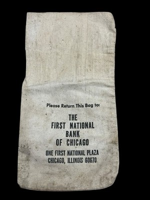 Vintage The First National Bank of Chicago  One First National Plaza  money bag