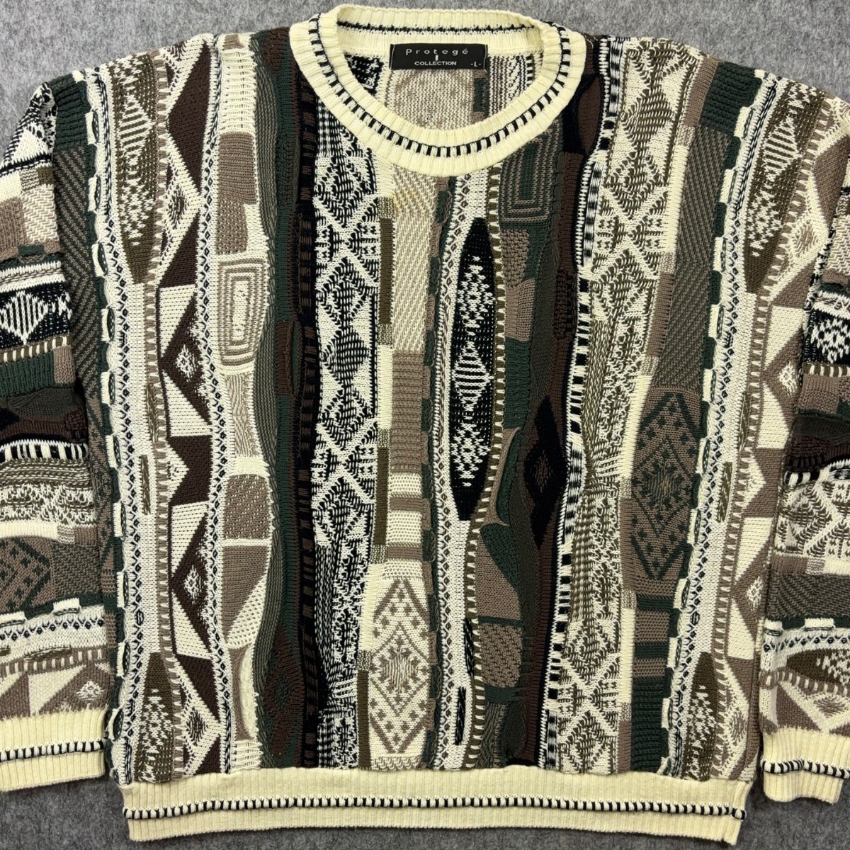 Vtg 90s Protege Collection Sweater Mens Large Coogi Style 3D Knit