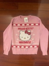 Girls Hello Kitty Holidays - pink sweater hearts  snowflakes size small 6/6X